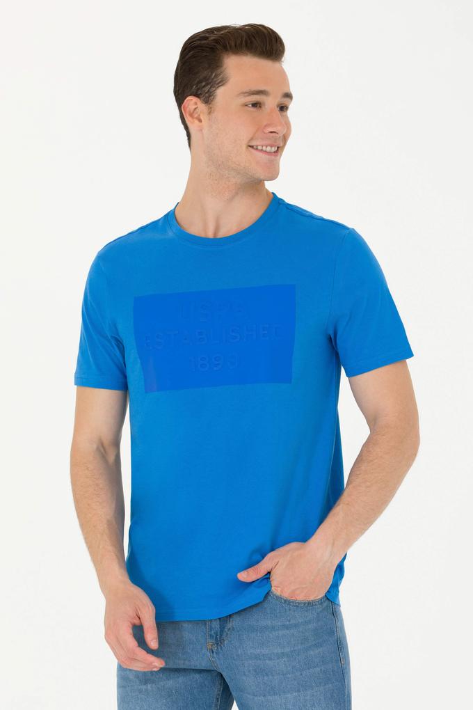 Erkek Saks Bisiklet Yaka Tişört