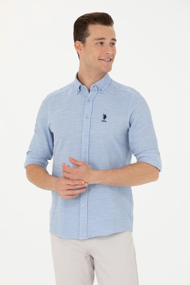 Erkek Mavi Uzun Kollu Gömlek