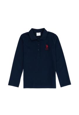 Kız Çocuk Lacivert Polo Yaka Basic Sweatshirt - 50276782032
