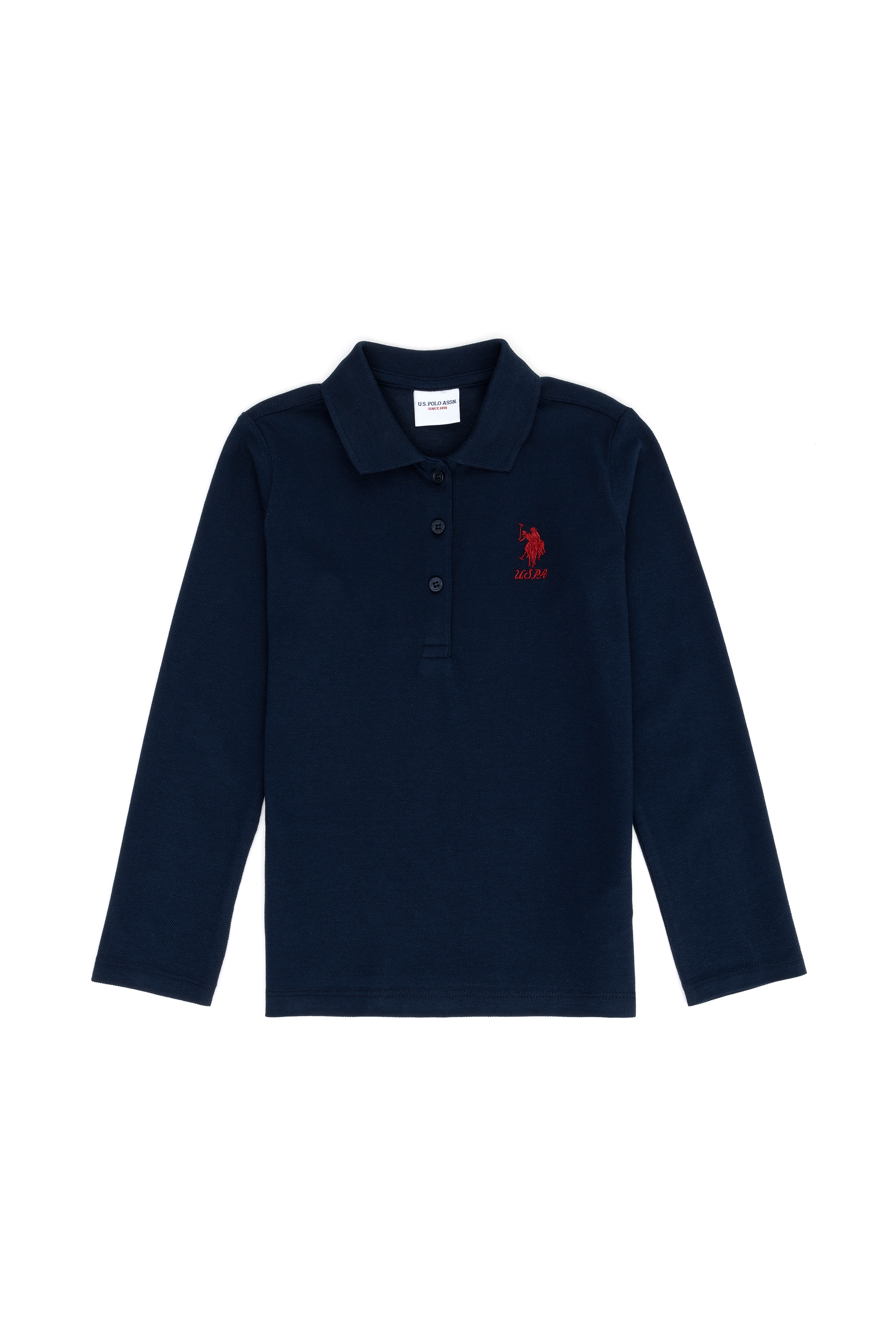 Kız Çocuk Lacivert Polo Yaka Basic Sweatshirt