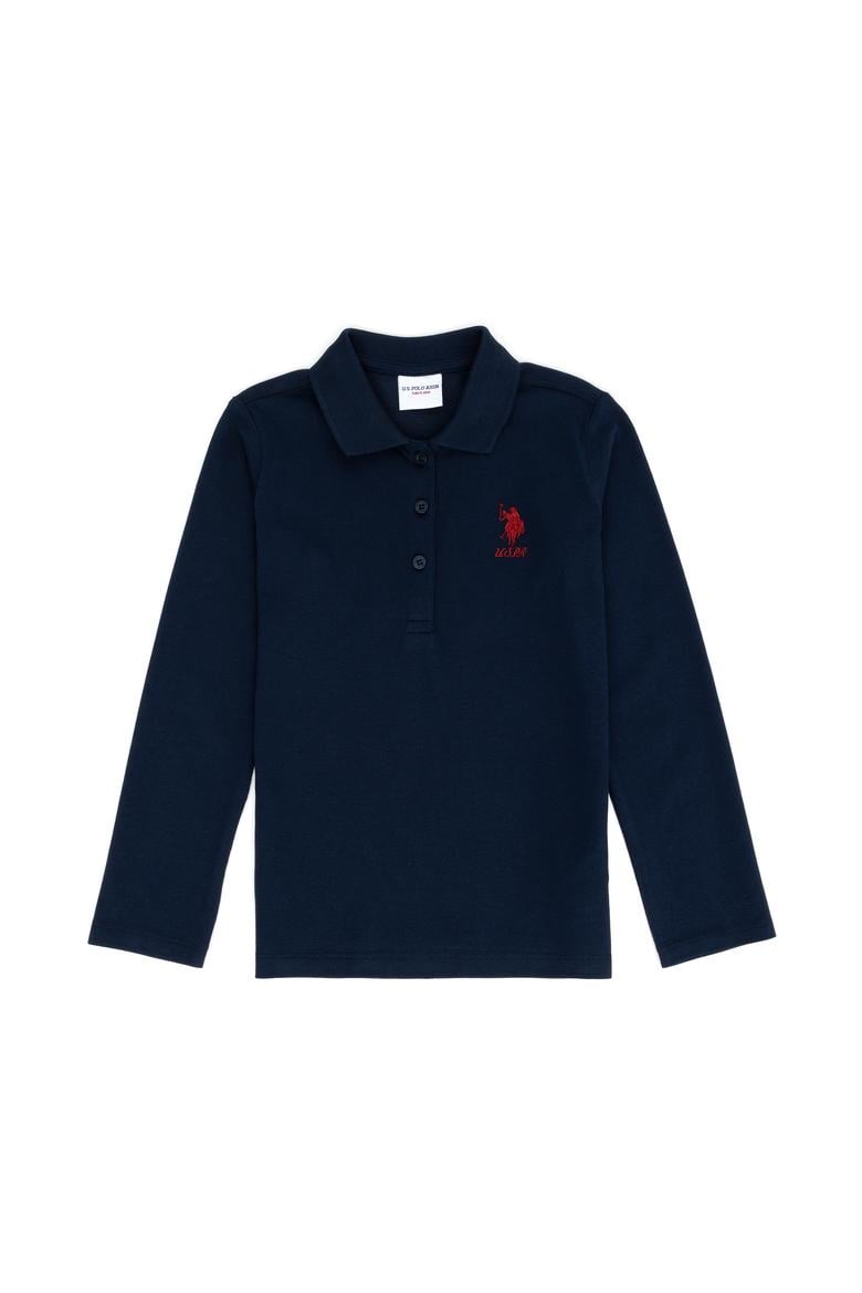 Kız Çocuk Lacivert Polo Yaka Basic Sweatshirt - 50276782032