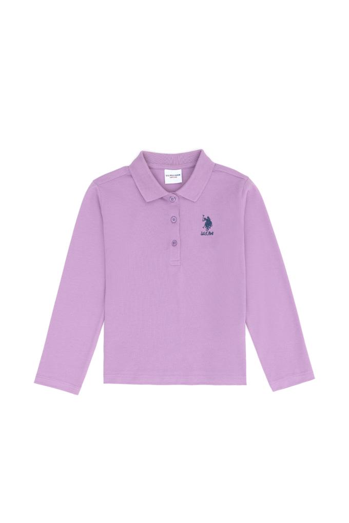 Kız Çocuk Lila Polo Yaka Basic Sweatshirt