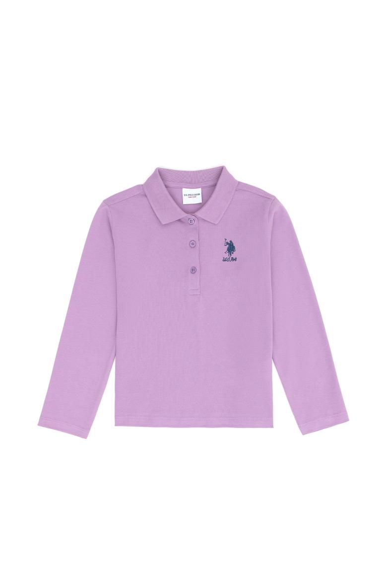 Kız Çocuk Lila Polo Yaka Basic Sweatshirt