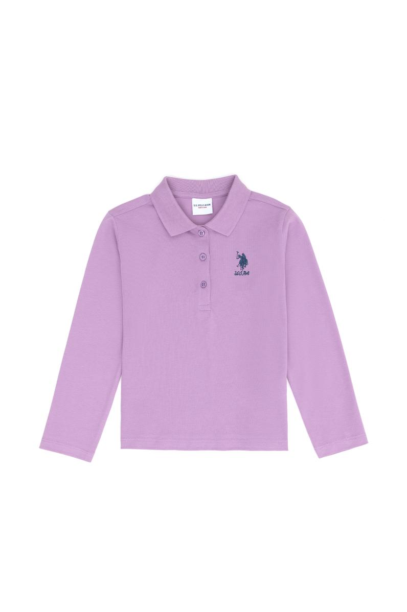 Kız Çocuk Lila Polo Yaka Basic Sweatshirt