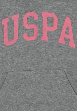 Kız Çocuk Gri Melanj Basic Kapüşonlu Sweatshirt - 50276872054