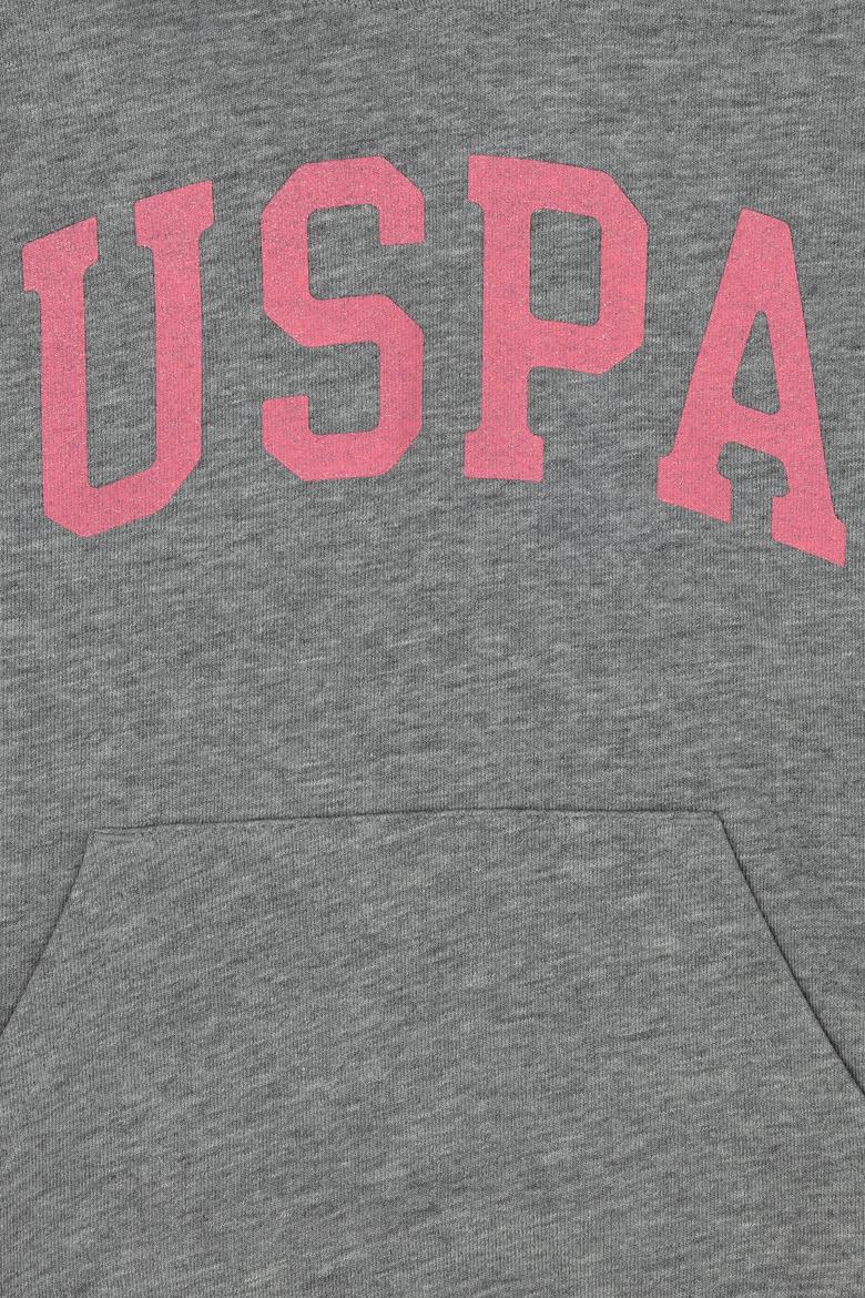 Kız Çocuk Gri Melanj Basic Kapüşonlu Sweatshirt - 50276872054