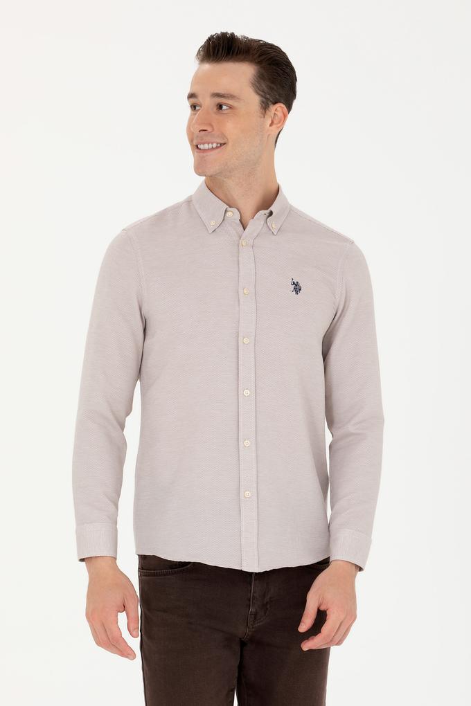 Erkek Kum Uzun Kollu Gömlek