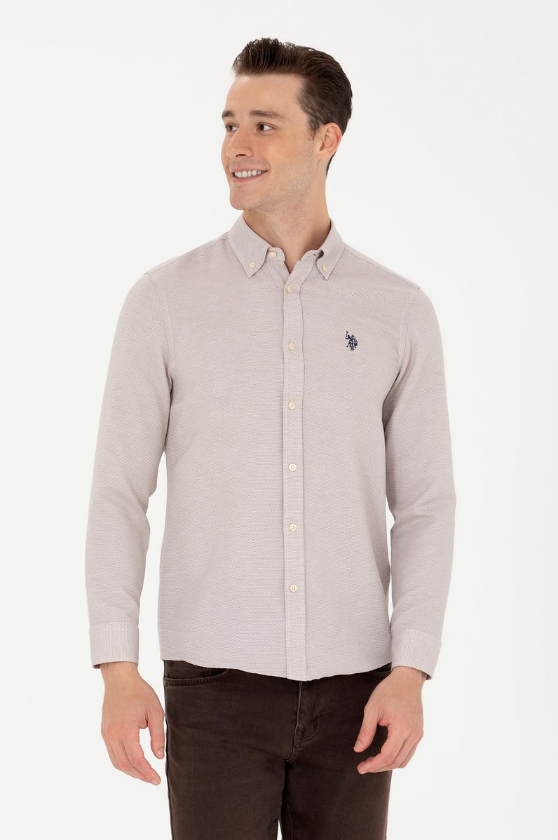 Erkek Kum Uzun Kollu Gömlek