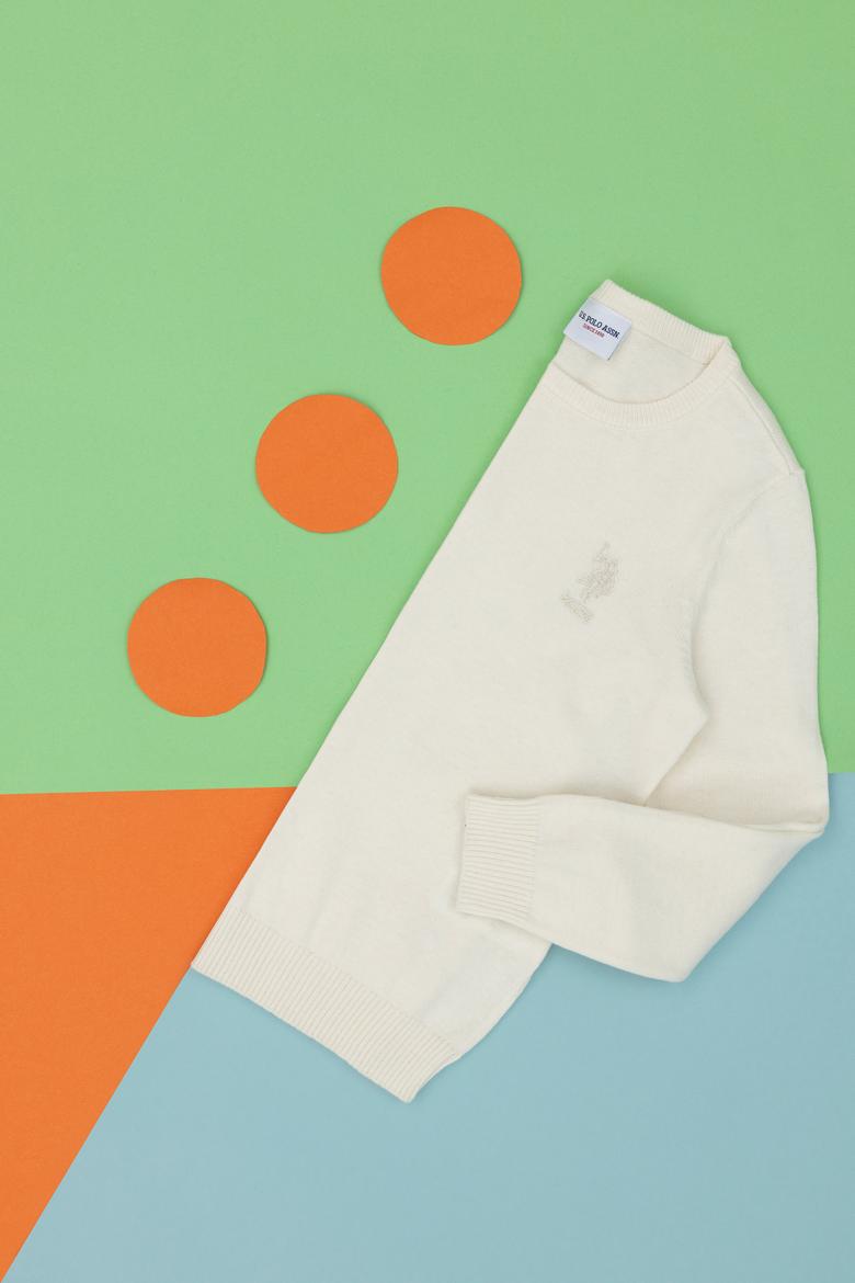 Kız Çocuk Krem Basic Kazak