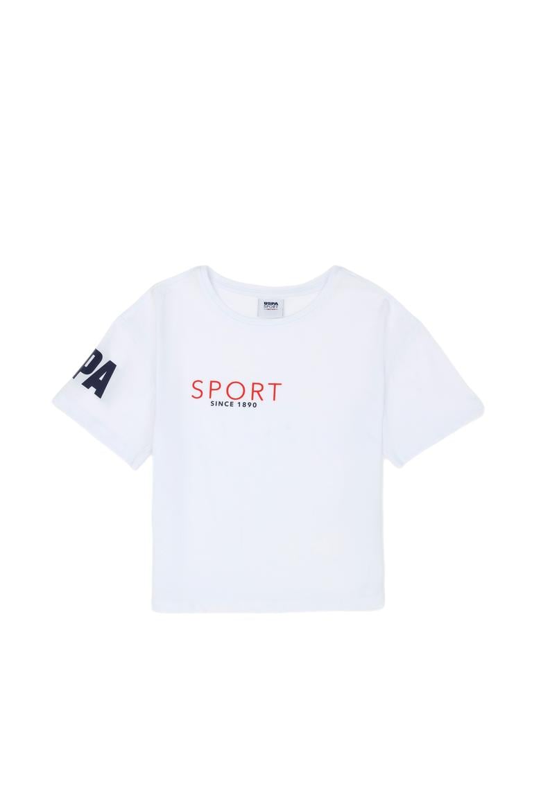 Kız Çocuk Beyaz Bisiklet Yaka Tişört - 50270472008