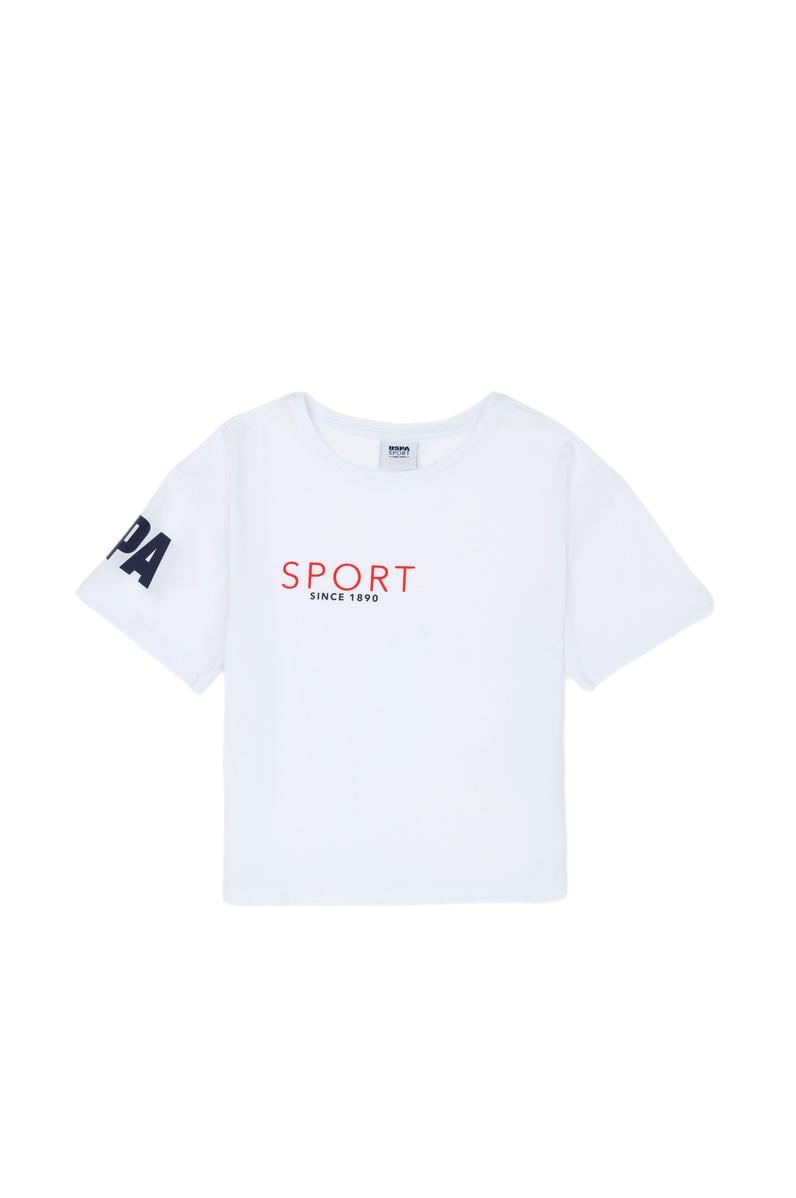 Kız Çocuk Beyaz Bisiklet Yaka Tişört