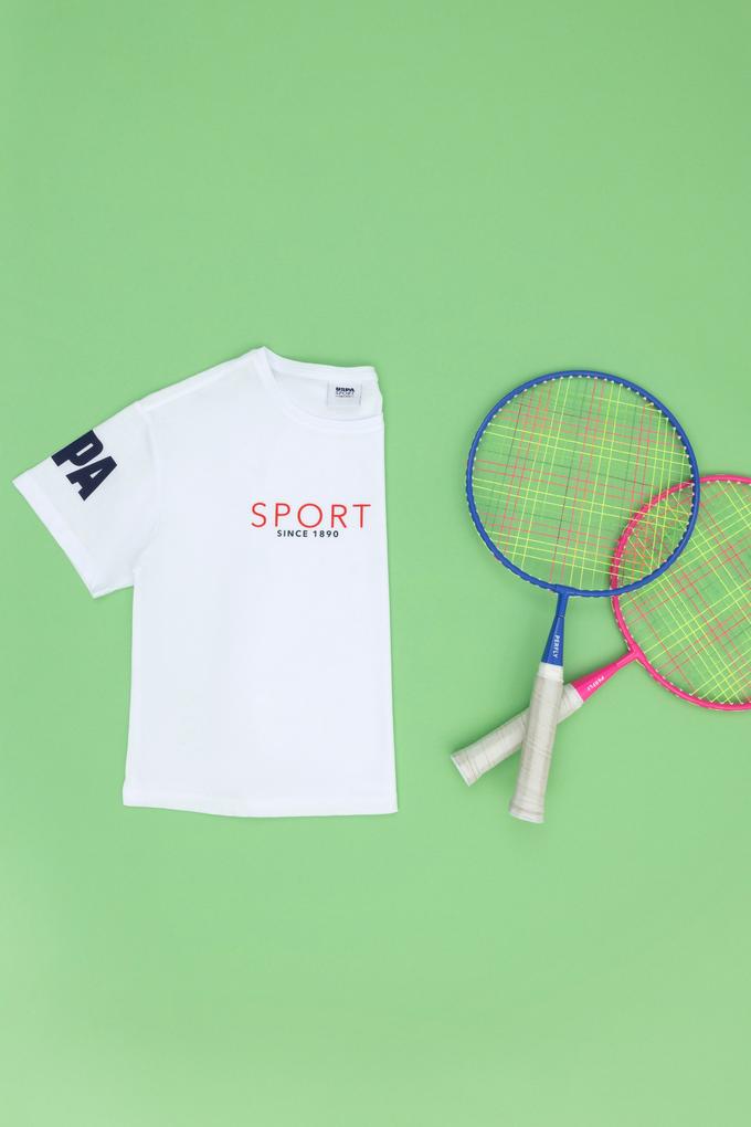 Kız Çocuk Beyaz Bisiklet Yaka Tişört