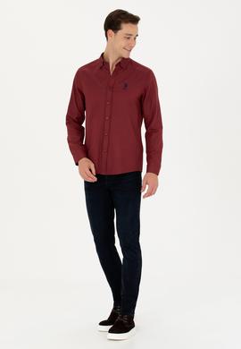 Erkek Bordo Uzun Kollu Basic Gömlek - 50271269125