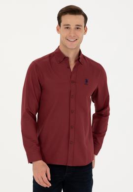 Erkek Bordo Uzun Kollu Basic Gömlek - 50271269125