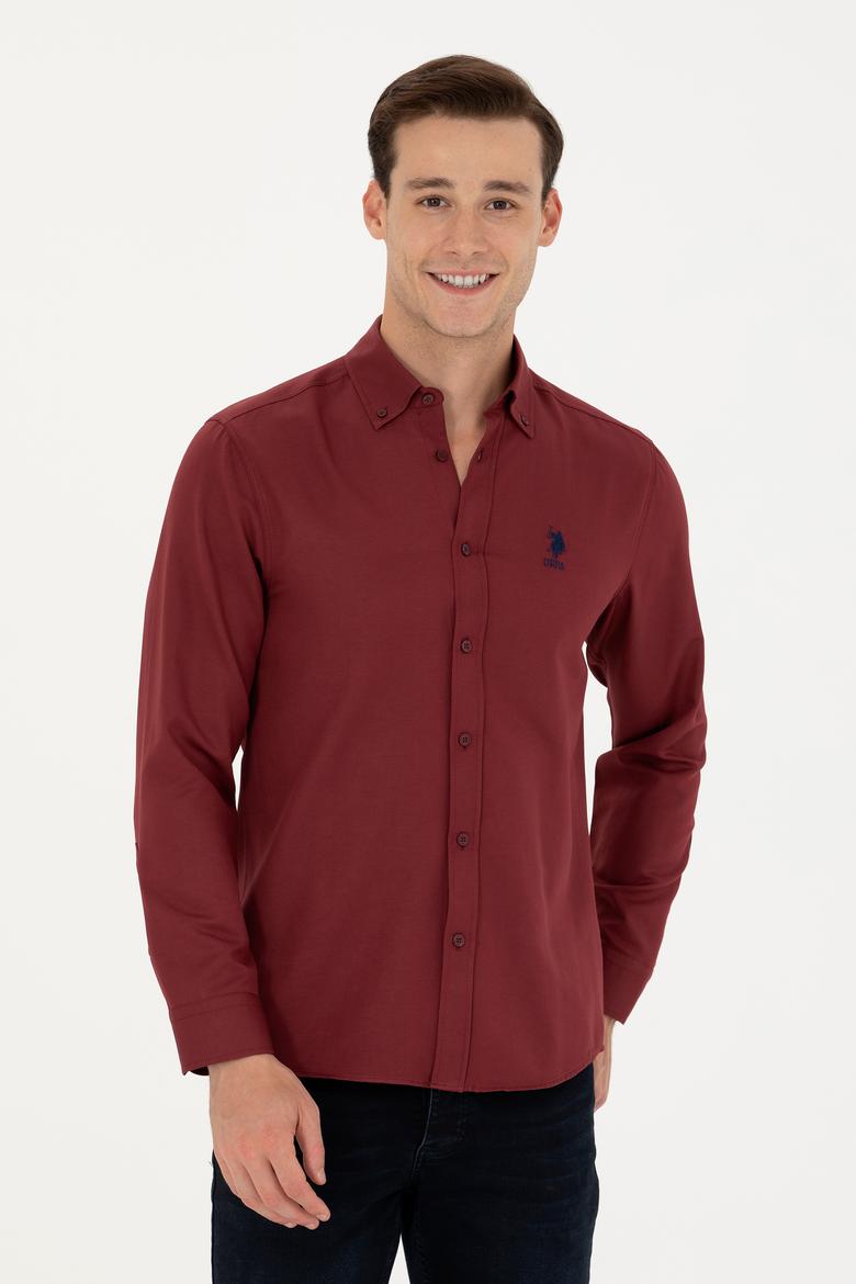 Erkek Bordo Uzun Kollu Basic Gömlek
