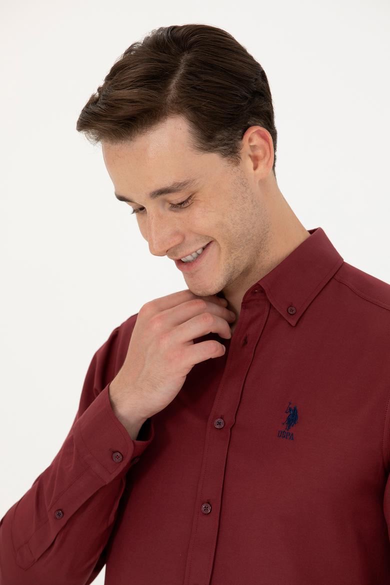 Erkek Bordo Uzun Kollu Basic Gömlek - 50271269125