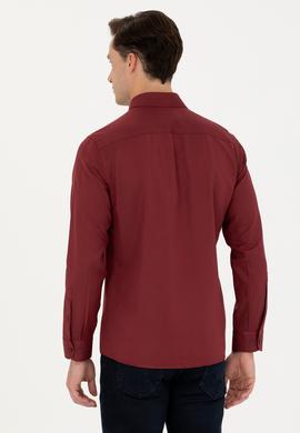 Erkek Bordo Uzun Kollu Basic Gömlek - 50271269125
