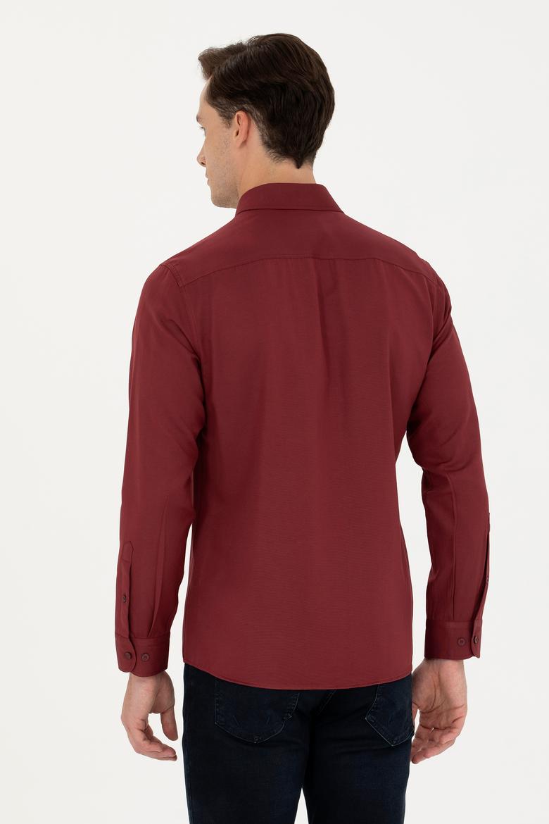 Erkek Bordo Uzun Kollu Basic Gömlek - 50271269125