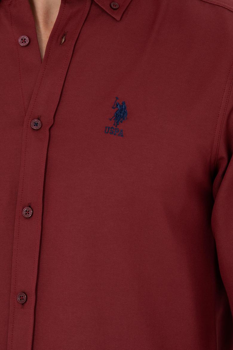 Erkek Bordo Uzun Kollu Basic Gömlek - 50271269125