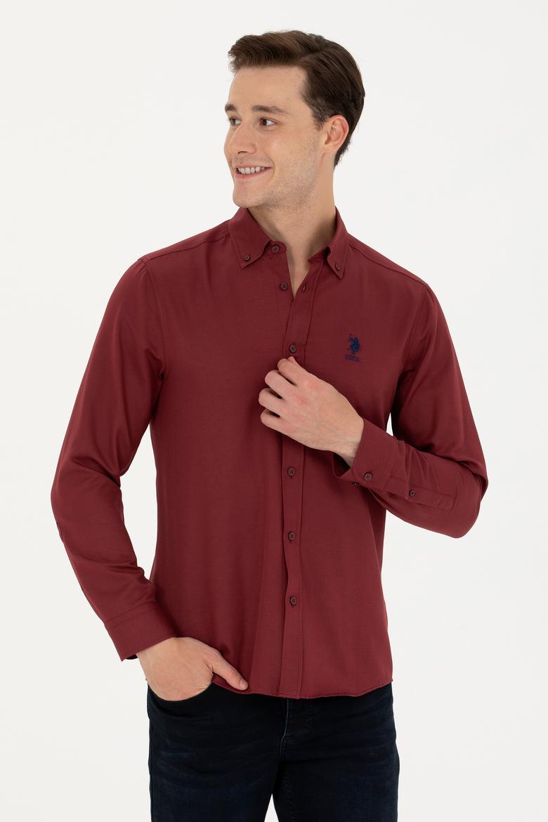 Erkek Bordo Uzun Kollu Basic Gömlek - 50271269125