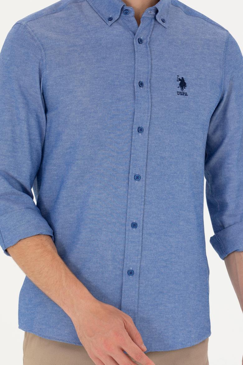 Erkek Saks Uzun Kollu Basic Gömlek - 50271269133