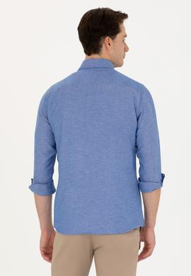 Erkek Saks Uzun Kollu Basic Gömlek - 50271269133