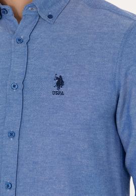 Erkek Saks Uzun Kollu Basic Gömlek - 50271269133