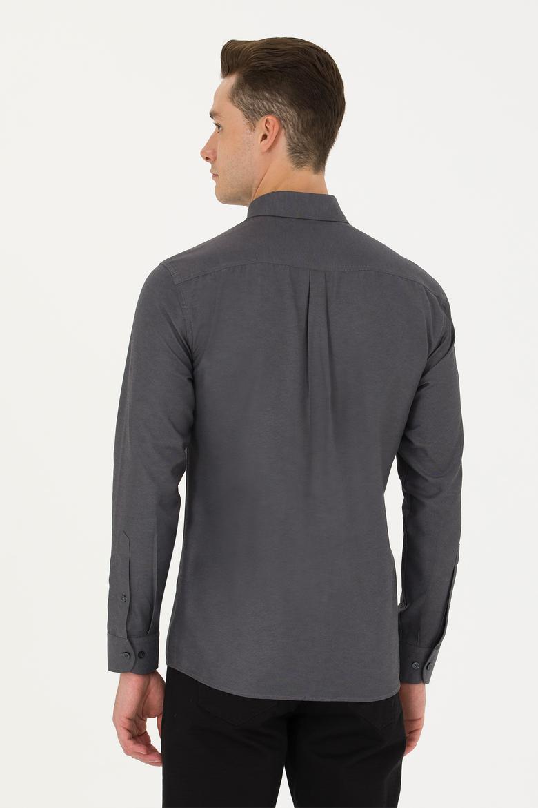 Erkek Antrasit Uzun Kollu Basic Gömlek - 50271274037
