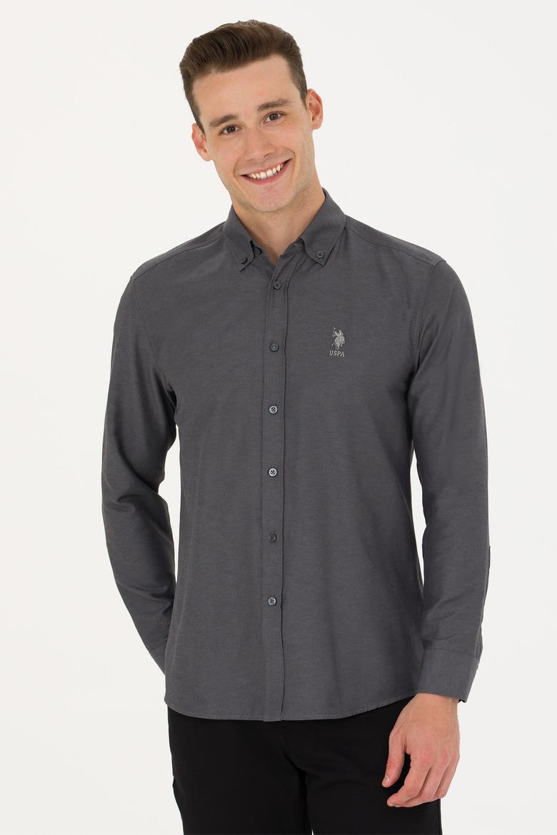 Erkek Antrasit Uzun Kollu Basic Gömlek