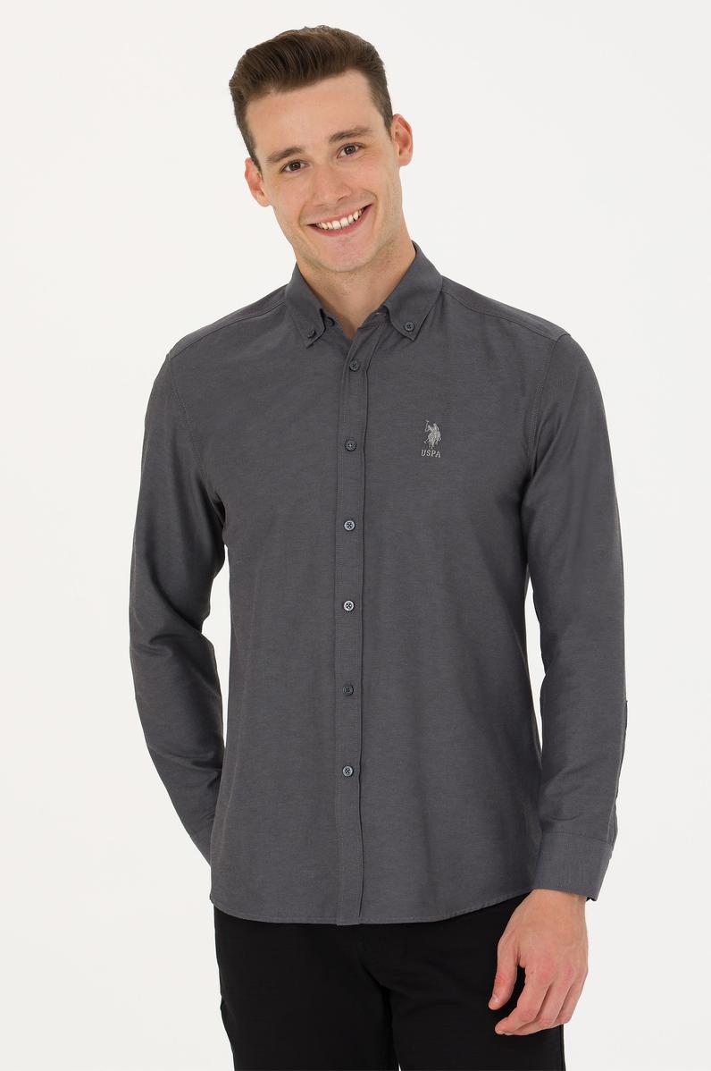 Erkek Antrasit Uzun Kollu Basic Gömlek