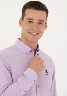 Erkek Lila Uzun Kollu Basic Gömlek - 50271274045