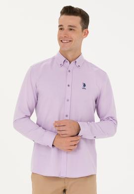 Erkek Lila Uzun Kollu Basic Gömlek - 50271274045