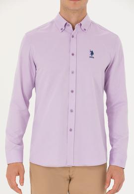 Erkek Lila Uzun Kollu Basic Gömlek - 50271274045