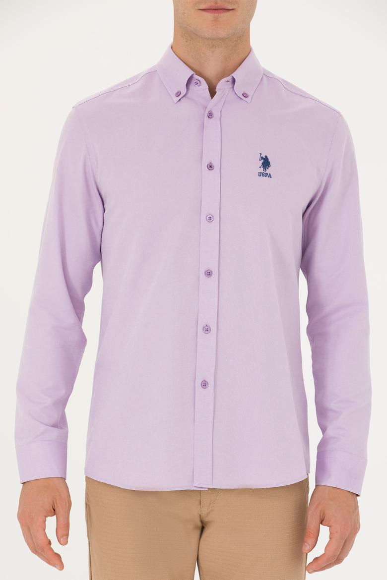 Erkek Lila Uzun Kollu Basic Gömlek - 50271274045