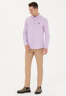 Erkek Lila Uzun Kollu Basic Gömlek - 50271274045