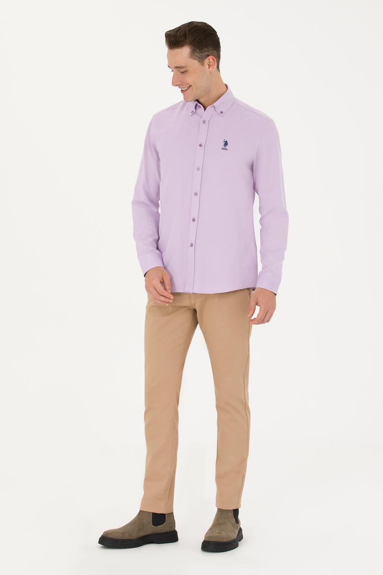 Erkek Lila Uzun Kollu Basic Gömlek - 50271274045