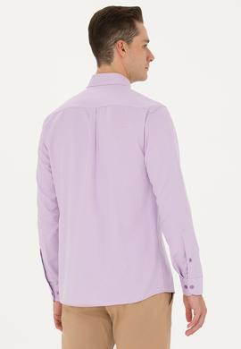 Erkek Lila Uzun Kollu Basic Gömlek - 50271274045