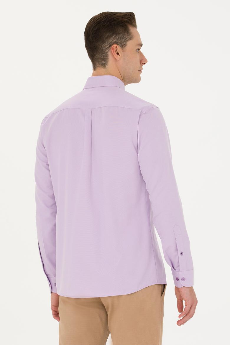 Erkek Lila Uzun Kollu Basic Gömlek - 50271274045