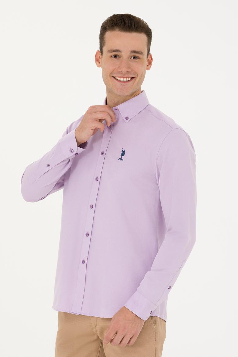 Erkek Lila Uzun Kollu Basic Gömlek - 50271274045