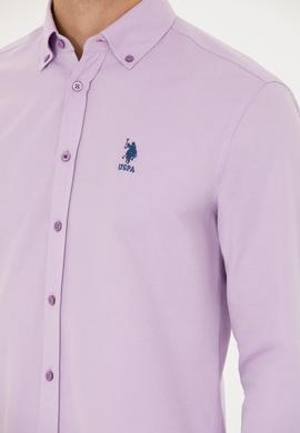 Erkek Lila Uzun Kollu Basic Gömlek - 50271274045