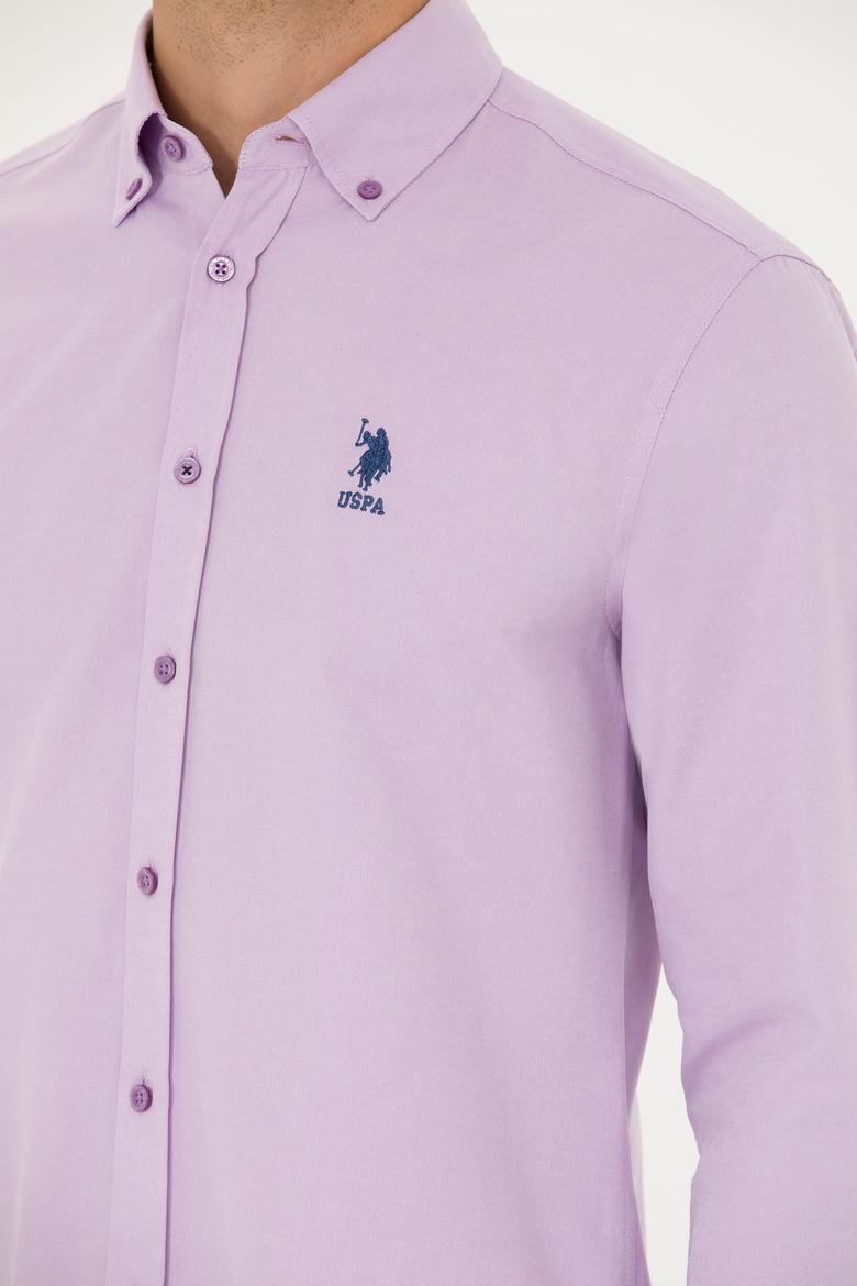 Erkek Lila Uzun Kollu Basic Gömlek - 50271274045