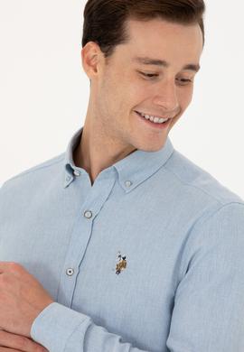 Erkek Açık Mavi Uzun Kollu Basic Gömlek - 50271275006