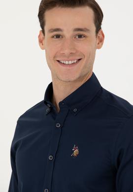 Erkek Lacivert Uzun Kollu Basic Gömlek - 50271276024