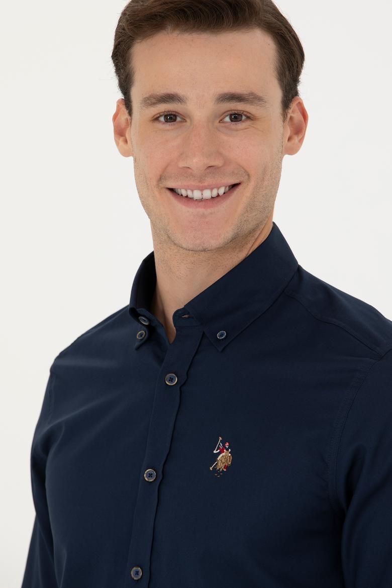 Erkek Lacivert Uzun Kollu Basic Gömlek - 50271276024