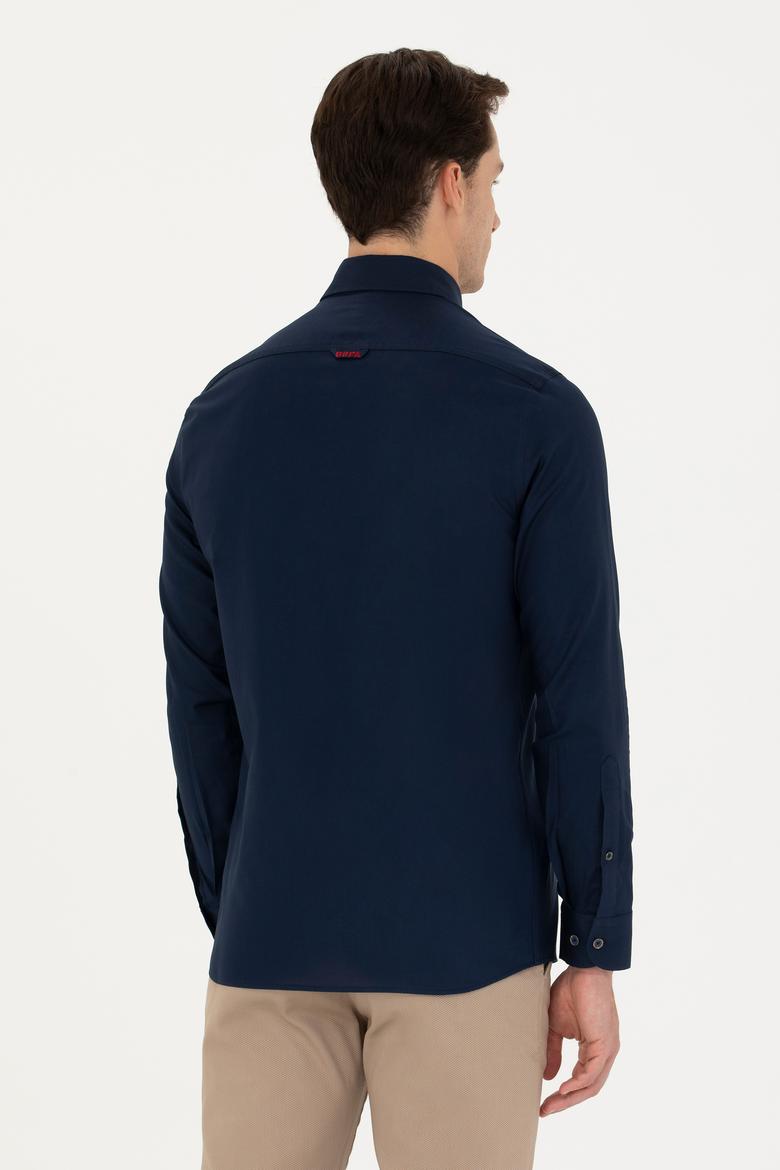 Erkek Lacivert Uzun Kollu Basic Gömlek - 50271276024