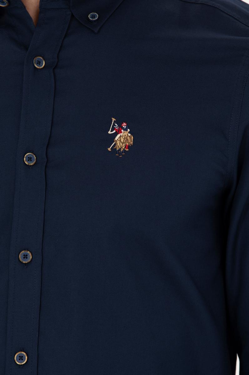 Erkek Lacivert Uzun Kollu Basic Gömlek