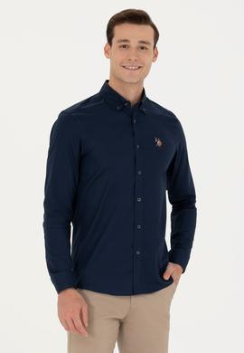 Erkek Lacivert Uzun Kollu Basic Gömlek - 50271276024