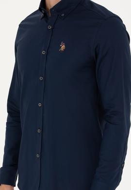 Erkek Lacivert Uzun Kollu Basic Gömlek - 50271276024