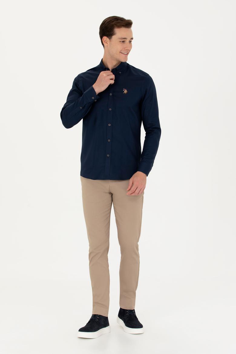 Erkek Lacivert Uzun Kollu Basic Gömlek - 50271276024