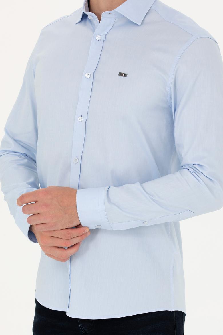 Erkek Açık Mavi Uzun Kollu Basic Gömlek - 50271279006